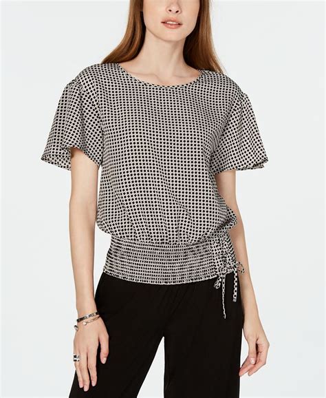 womens michael kors tops|michael kors smocked waist top.